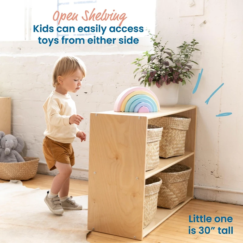 ECR4Kids Streamline 2-Shelf Storage Cabinet, 24in High, Natural