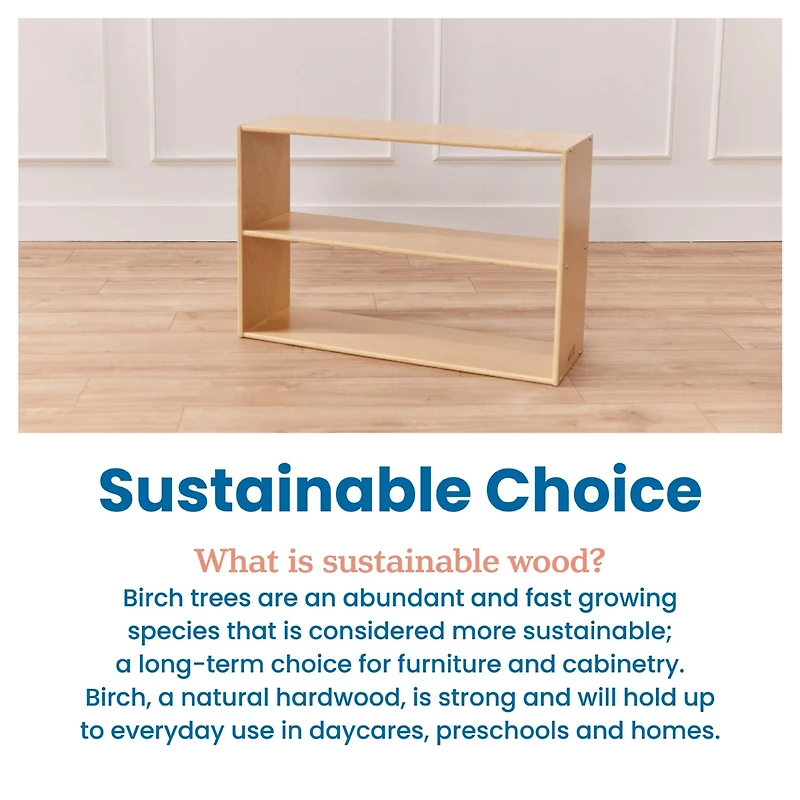 ECR4Kids Streamline 2-Shelf Storage Cabinet, 24in High, Natural