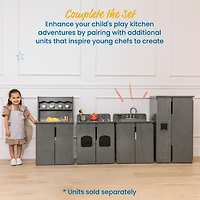 ECR4Kids Play Kitchen Storage Cupboard, White Wash