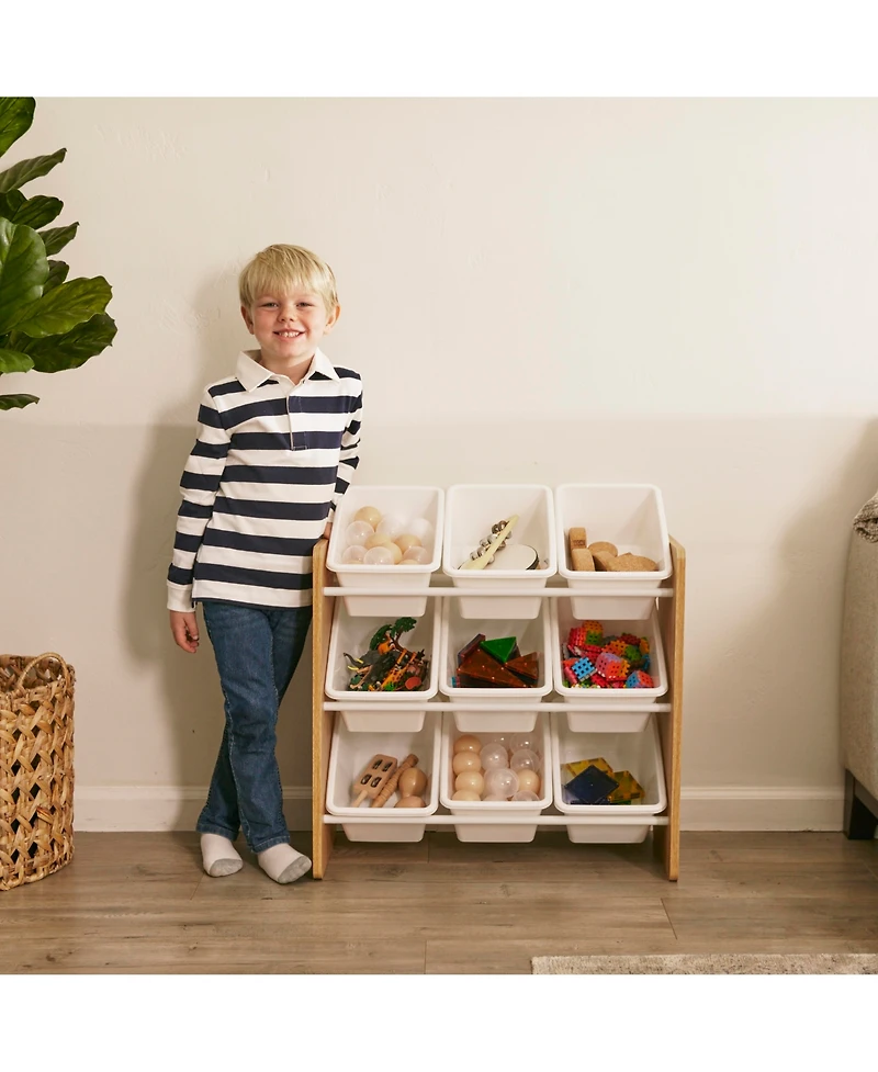 ECR4Kids 3-Tier Organizer with 9 Bins, Grey/White, 1