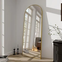 Homlux 64"x21" Arched Full-Length Mirror with Gold Aluminum Alloy Frame, Rounded Corners, Standing, Hanging, Leaning