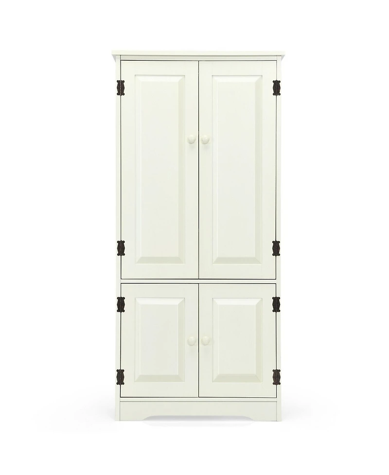 Slickblue Accent Floor Storage Cabinet with Adjustable Shelves Antique 2-Door-Cream White