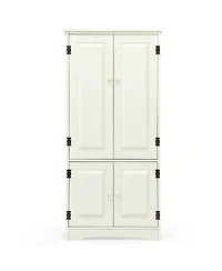 Slickblue Accent Floor Storage Cabinet with Adjustable Shelves Antique 2-Door-Cream White