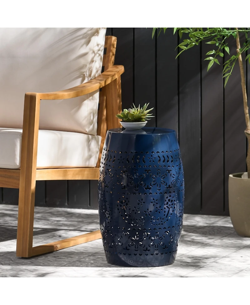 Streamdale Lace-Cut Barrel Side Table Stylish, Durable, Versatile