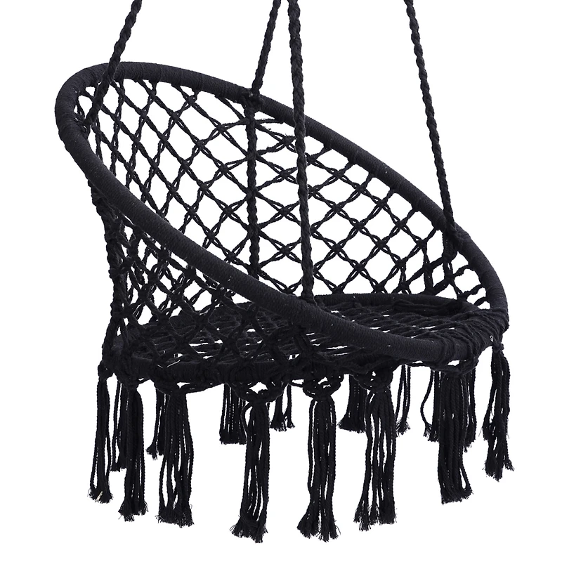 Simplie Fun Swing, Macrame Swing, Max 330 Lbs Hanging Cotton Rope Hammock Swing Chair