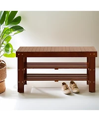 Streamdale Pina Quality Solid Wood Shoe Bench, Cherry Finish