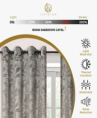 Superior Modern Leaves 8 Curtain Panels Set with Grommet Header, 42 X 84