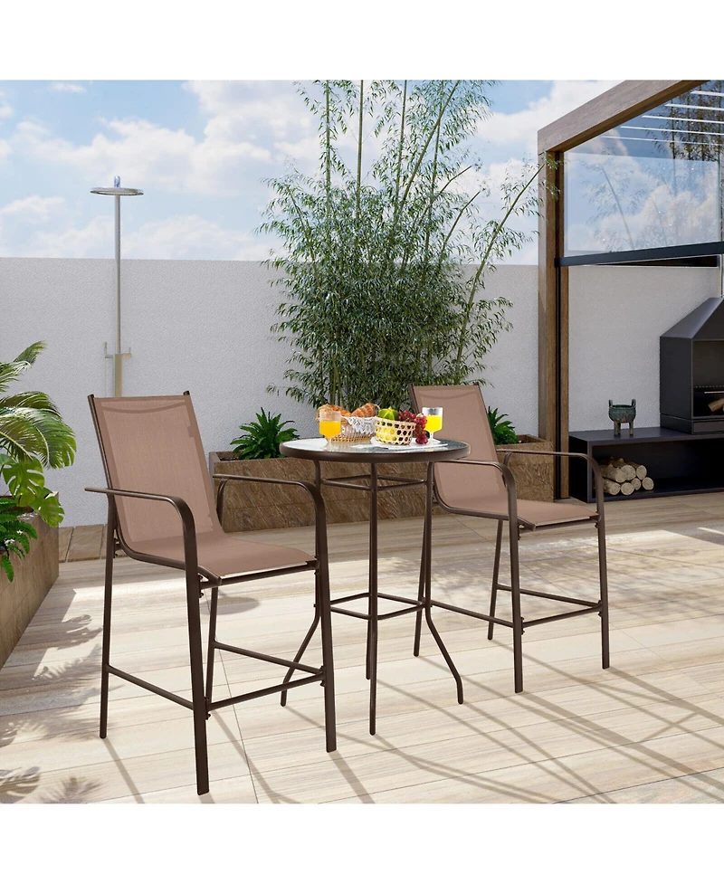 Slickblue 3 Pieces Outdoor Patio Bar Table Stool Set