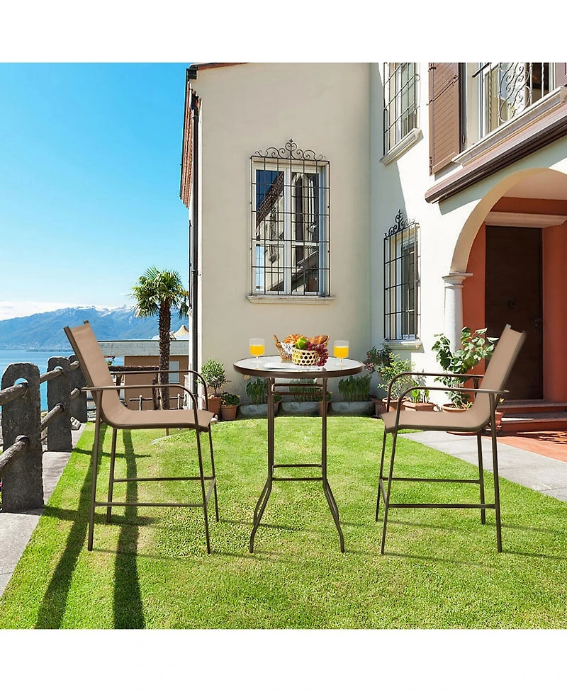 Slickblue 3 Pieces Outdoor Patio Bar Table Stool Set