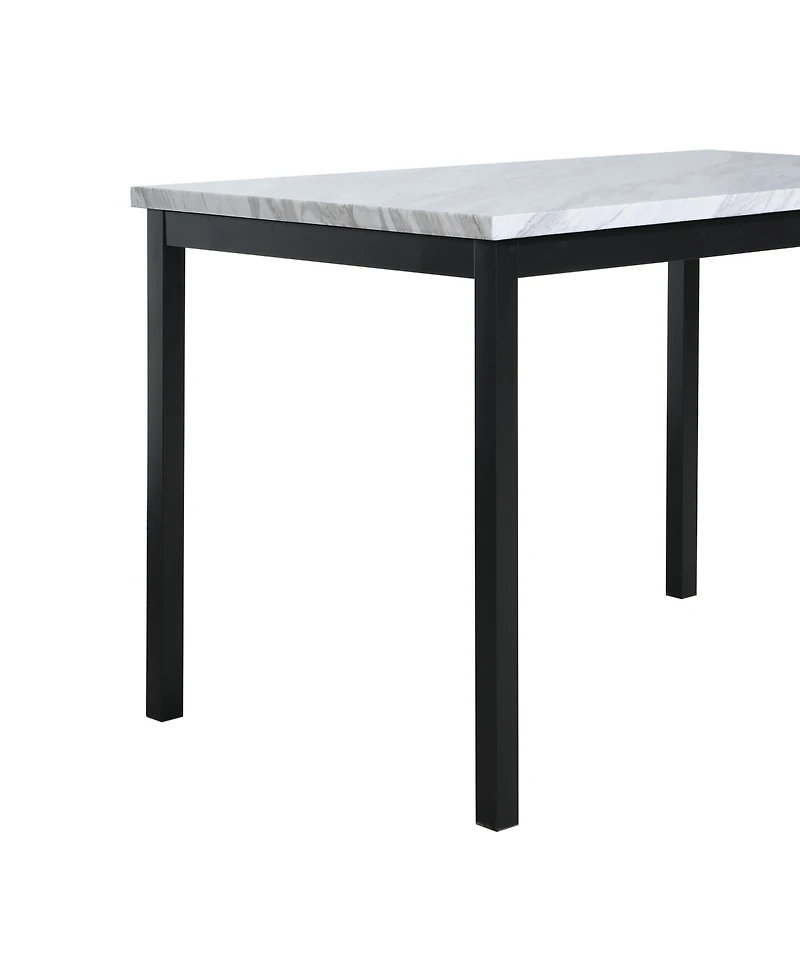 Streamdale Noyes Metal Dining Table with Laminated Faux Marble Top, Off-white