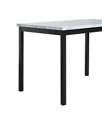 Streamdale Noyes Metal Dining Table with Laminated Faux Marble Top, Off-white