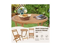 Slickblue 3 Pieces Folding Patio Bistro Set with Slatted Tabletop