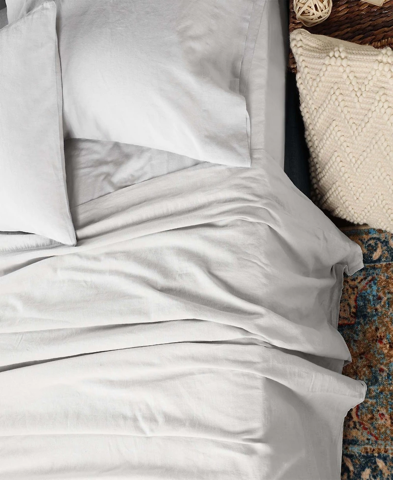 Superior Cotton Linen Blend Deep Pocket 4-Piece Bed Sheet Set