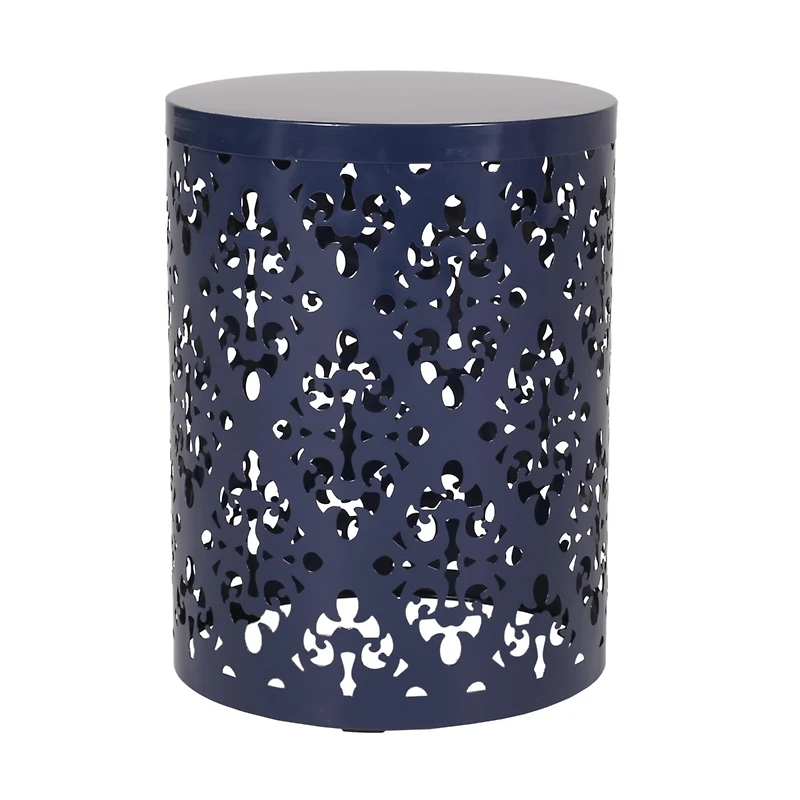 Streamdale Modern Iron Cut Side Table with Cylindrical Design