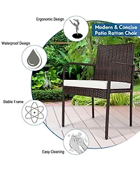 Slickblue 4 Pieces Outdoor Patio Rattan Dining Chairs Cushioned Sofa