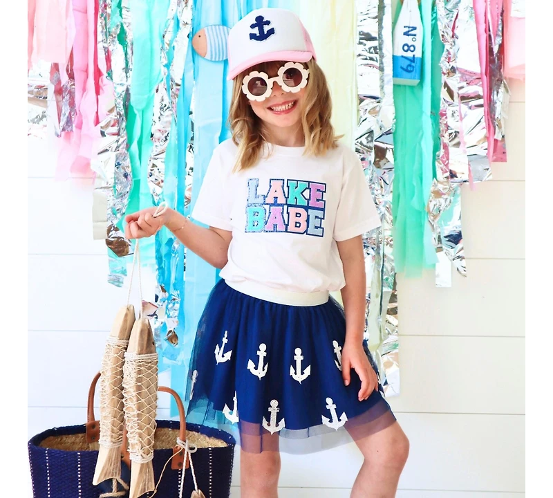 Sweet Wink Little and Big Girls Lake Babe Patch Short Sleeve T-Shirt