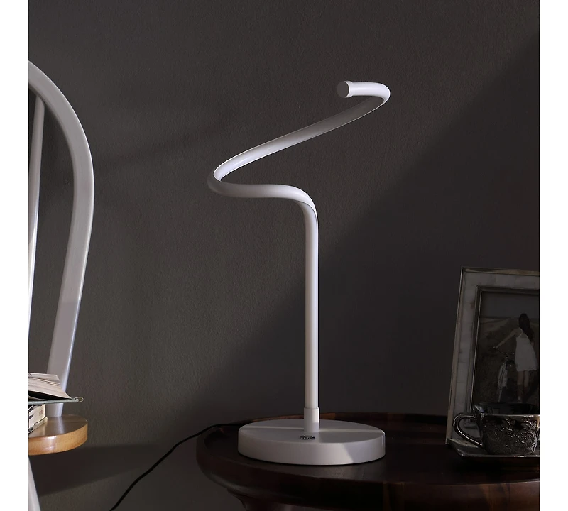 Streamdale 19-Inch Led Matte White Curvilinear S-Curve Spiral Tube Led Table Lamp