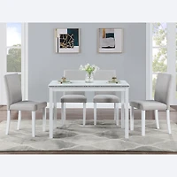 Streamdale Luxurious 5-Pc Dining Set with Crystals & Upholstery