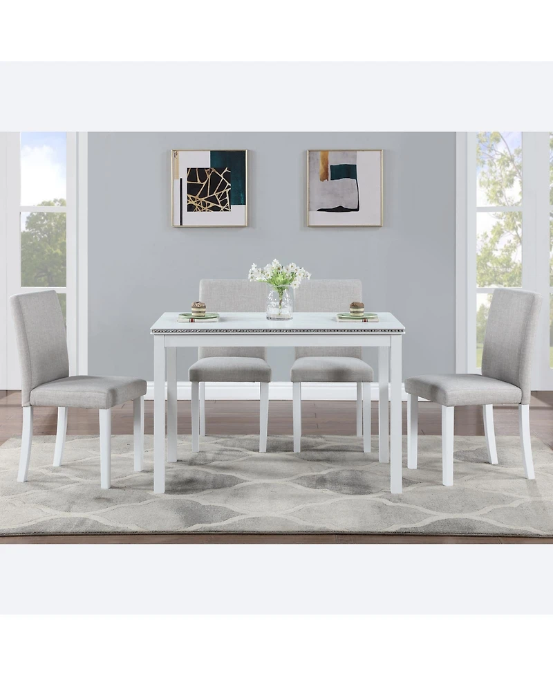 Streamdale Luxurious 5-Pc Dining Set with Crystals & Upholstery