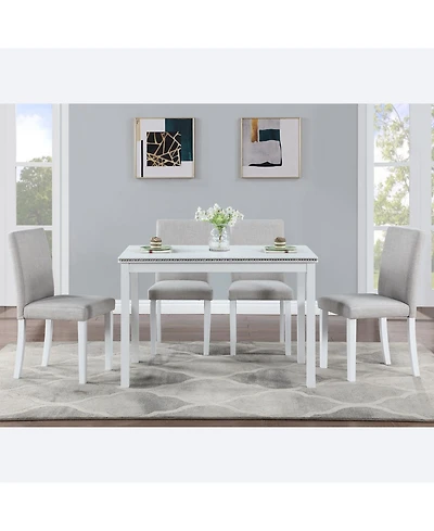 Streamdale Luxurious 5-Pc Dining Set with Crystals & Upholstery