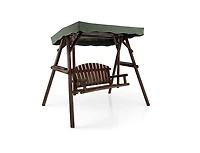 Slickblue 2-Person Outdoor Wooden Porch Swing with an Adjustable Canopy