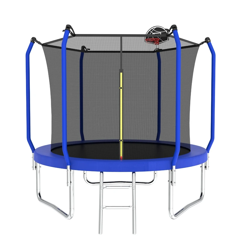 Streamdale Furniture 10FT Blue Trampoline with Safety Net, Basketball Hoop & Ladder