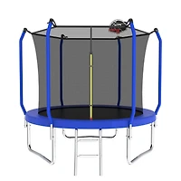 Streamdale Furniture 10FT Blue Trampoline with Safety Net, Basketball Hoop & Ladder