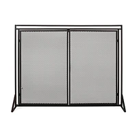 Streamdale Matte Black Modern Iron Fireplace Screen with Access Doors