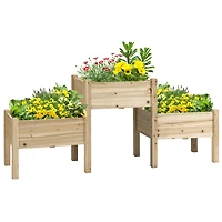 Elevated 2-Tiered Fir Wood Garden Bed with Drainage Holes (72.5" L x 17.75" W x 31.5" H)