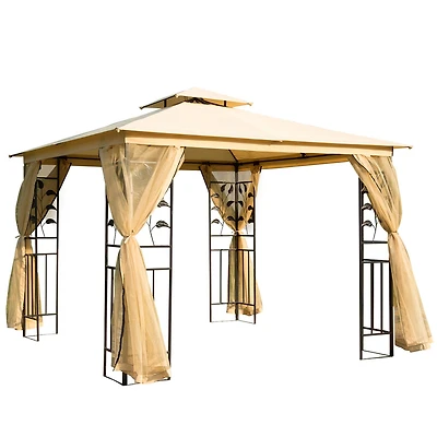 Elegant 10x10 Gazebo Tent with Canopy, Mesh Walls, and Steel Frame