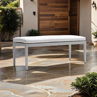 Streamdale Aluminum Outdoor Bench with Sunbrella Cushion, Grayish