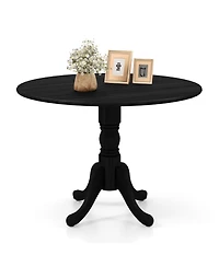 Round Wooden Dining Table with Curved Trestle Legs for Kitchen or Room