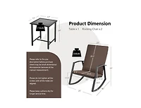 Slickblue 3 Pieces Patio Rattan Rocking Furniture Set
