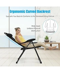 Slickblue 4 Pieces Patio Garden Adjustable Reclining Folding Chairs with Headrest