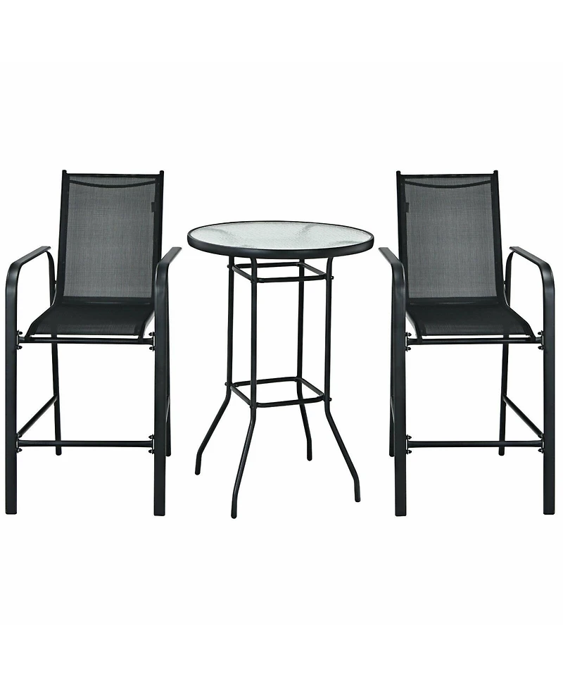 Slickblue 3 Pieces Outdoor Patio Bar Table Stool Set