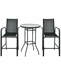 Slickblue 3 Pieces Outdoor Patio Bar Table Stool Set