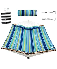 Slickblue Patio Hammock Foldable Portable Swing Chair Bed with Detachable Pillow