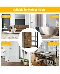 Sugift Multipurpose Freestanding Storage Cabinet with 3 Open Shelves and Doors
