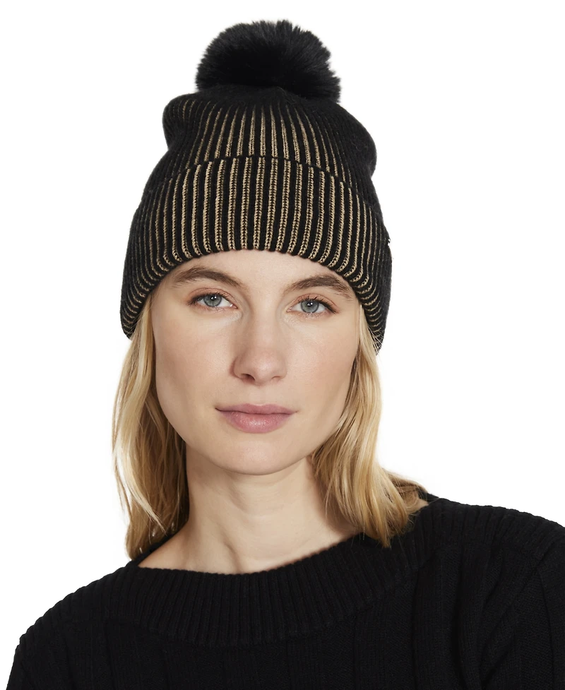 Steve Madden Women's Seeing Double Ribbed Beanie