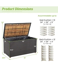 Slickblue 134 Gallon Rattan Storage Box with Zippered Liner and Solid Acacia Wood Top