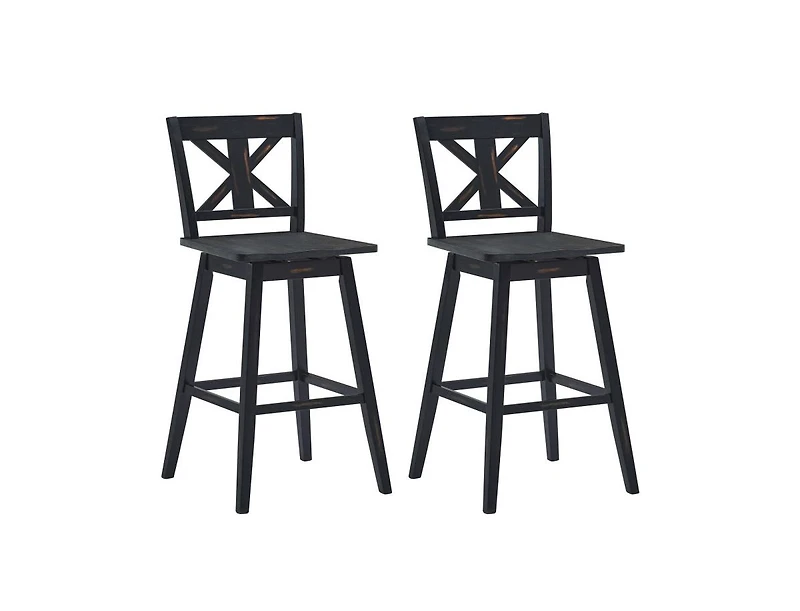 Set of 2 360-Degree Swivel Bar Stools for Home Restaurant