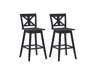 Set of 2 360-Degree Swivel Bar Stools for Home Restaurant