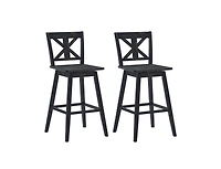 Set of 2 360-Degree Swivel Bar Stools for Home Restaurant