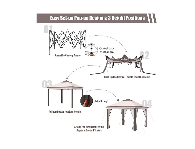Slickblue 11 x Feet 2-Tier Pop-Up Gazebo Tent Portable Canopy Shelter Carry Bag Mesh