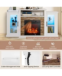 Fireplace Tv Stand with Led Lights & Electric For 65" Wall-Mounted