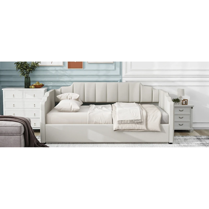 Streamdale Upholstered Daybed with Underneath Storage, Full Size, Gray