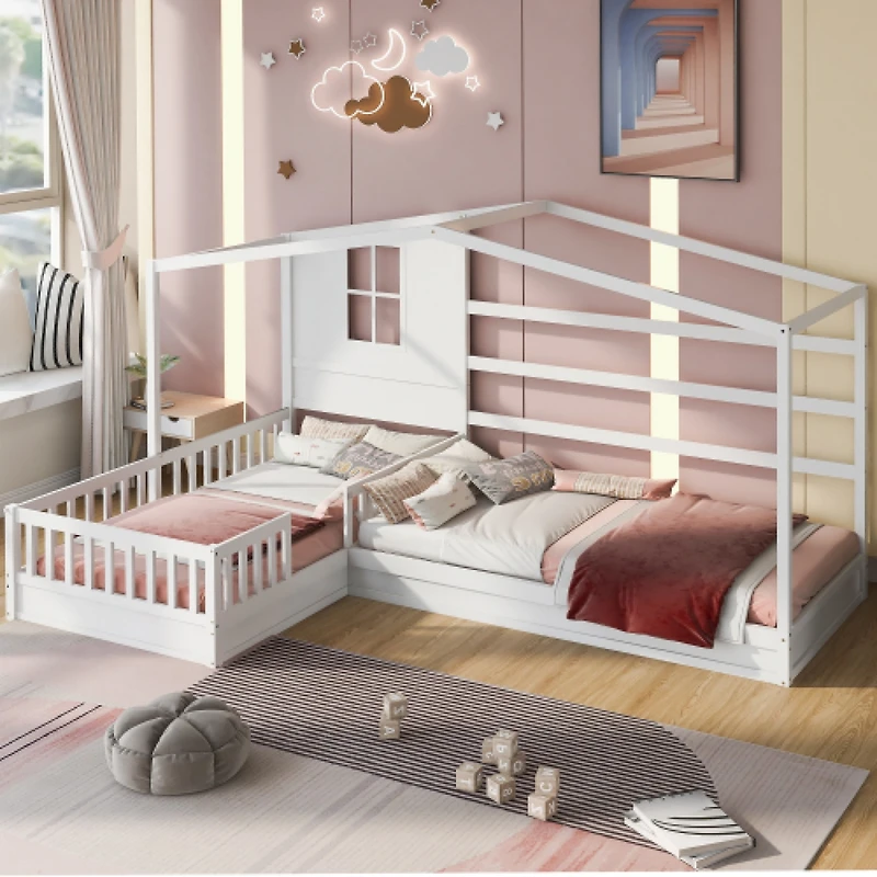 Streamdale Twin Bed with L-Structure Fence, Espresso