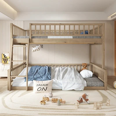 Streamdale Full Xl over Queen Bunk Bed with Ladder and Guardrails, Walnut