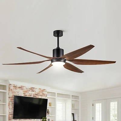 Streamdale 66" Vintage Ceiling Fan Lighting With Brown Blades In Integrated Led