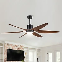 Streamdale 66" Vintage Ceiling Fan Lighting With Brown Blades In Integrated Led